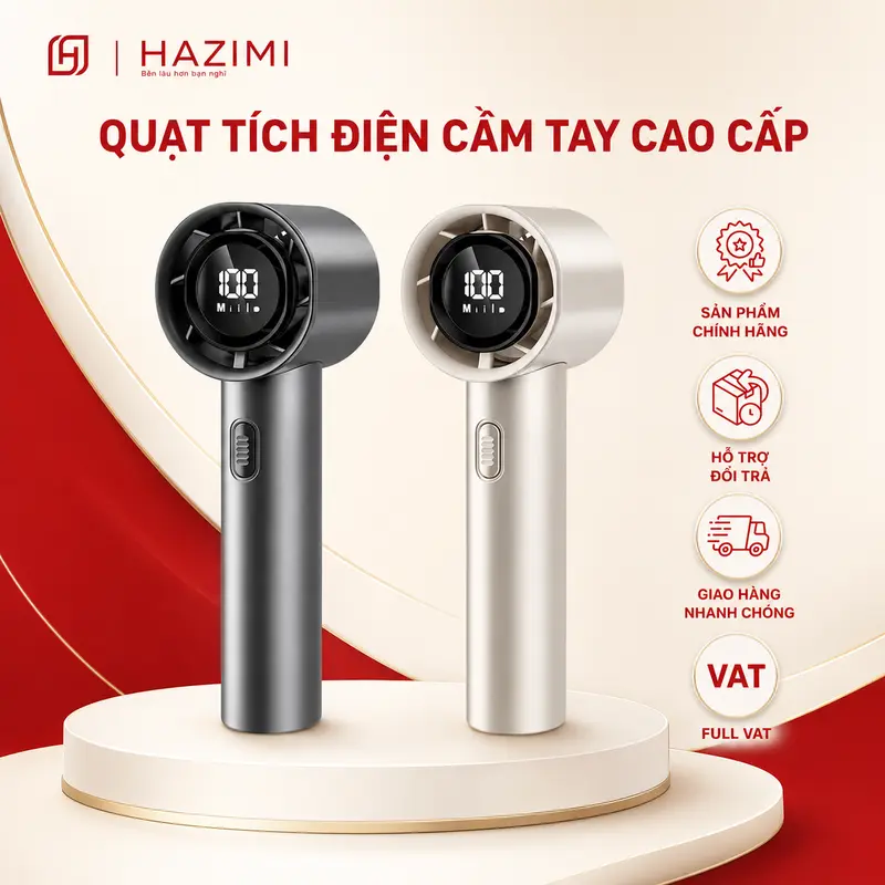Quạt tích điện cầm tay cao cấp HAZIMI chính hãng