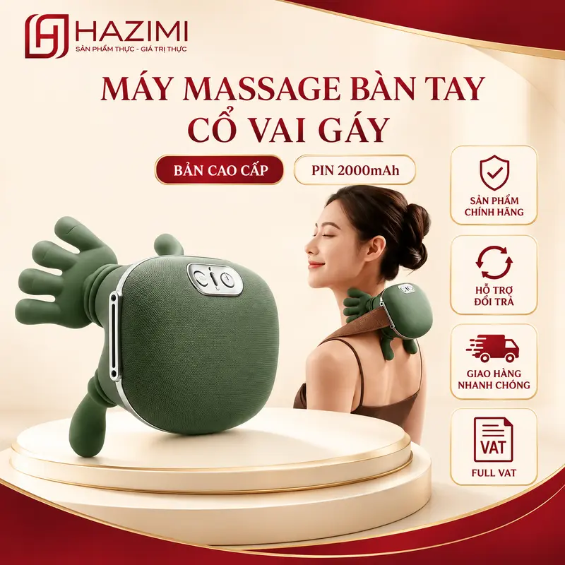 Máy massage bàn tay cổ vai gáy HAZIMI pin 2000mAh Full VAT