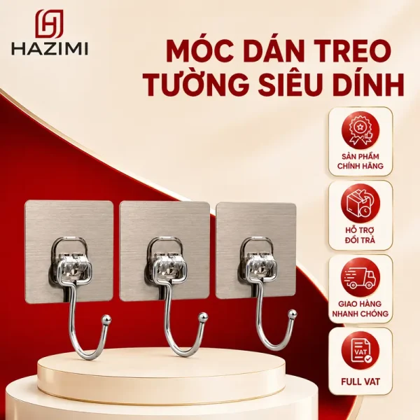 Móc dán treo tường siêu dính HAZIMI chính hãng